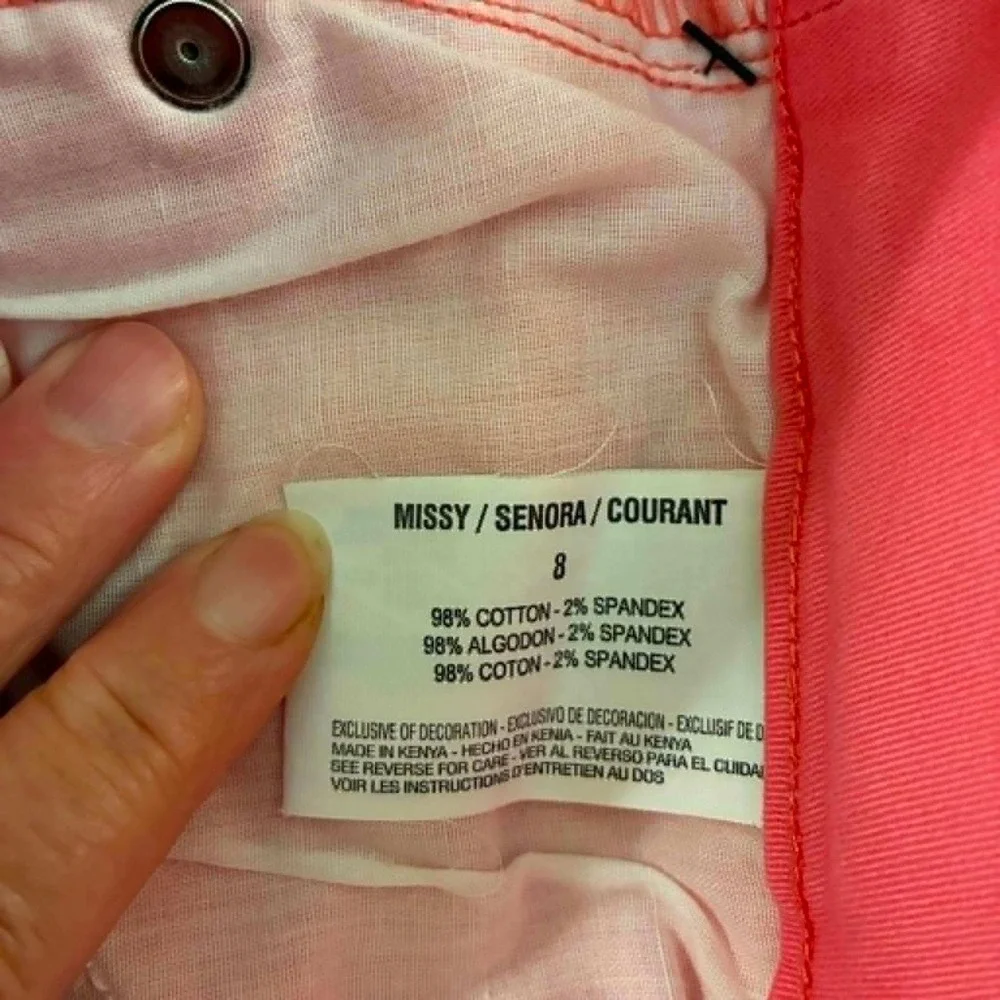 Gloria Vanderbilt Avery Bermuda Shorts Womens 8 Pink Pull On Stretch Coastal